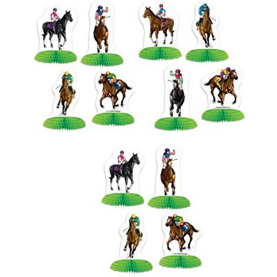 Beistle Horse Racing Mini Centro de Mesa, 12 Piezas, Papel de cartón, Blanco/Verde Beistle Horse Racing Mini Centro de Mesa, 12 Piezas, Papel de cartón, Blanco/Verde