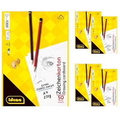 Idena 90436 Bloc de dibujo A4, 5 unidades, bloc de bocetos con 50 hojas encoladas, cartulina de 250 g/m², papel FSC Mix Idena 90436 Bloc de dibujo A4, 5 unidades, bloc de bocetos con 50 hojas encoladas, cartulina de 250 g/m², papel FSC Mix