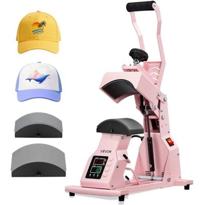 VEVOR Máquina de Prensado Térmico, Prensa de Transferencia Térmica con 2 Platinas Intercambiables, Control Preciso de Tiempo y Temperatura, Máquina de Sublimación HTV para Gorras, Diademas, Rosa VEVOR Máquina de Prensado Térmico, Prensa de Transferencia Térmica con 2 Platinas Intercambiables, Control Preciso de Tiempo y Temperatura, Máquina de Sublimación HTV para Gorras, Diademas, Rosa