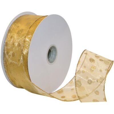 Morex Glitter Dots Wired Sheer Glitter Ribbon, 2-1/2-Inch by 50-Yard Spool, Gold Morex Glitter Dots Wired Sheer Glitter Ribbon, 2-1/2-Inch by 50-Yard Spool, Gold