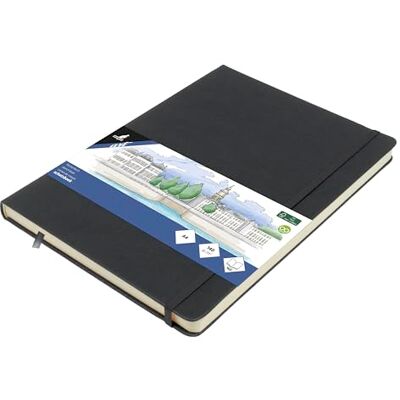 Kangaro Cuaderno de bocetos (A4, tapa dura, poliuretano, 80 hojas, 140 g, papel de color crema, con banda elástica y cinta) Kangaro Cuaderno de bocetos (A4, tapa dura, poliuretano, 80 hojas, 140 g, papel de color crema, con banda elástica y cinta)