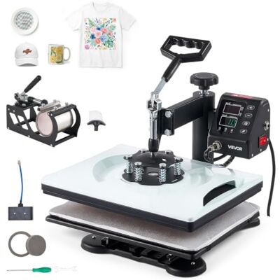 VEVOR Prensa de Calor 29 x 38 cm Máquina para Sublimación Multifuncional Control Digital de Tiempo y Temperatura, Calentamiento Uniforme, Accesorios de Impresión para Camisetas Tazas Gorras Platos VEVOR Prensa de Calor 29 x 38 cm Máquina para Sublimación Multifuncional Control Digital de Tiempo y Temperatura, Calentamiento Uniforme, Accesorios de Impresión para Camisetas Tazas Gorras Platos