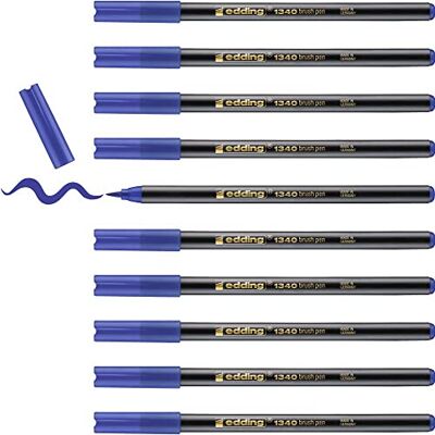 Edding Caja de 10 Rotuladores 1340 Punta de Pincel Flexible Azul Edding Caja de 10 Rotuladores 1340 Punta de Pincel Flexible Azul
