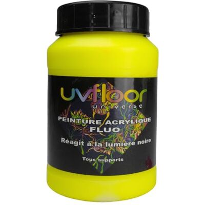 UV FLOOR UVFLOOR UV Floor – Pintura acrílica amarilla fluorescente – Especial luz negra y ultra violeta – Flashy – Fluido y ultra pigmentado – Fluorescente – 250 ml UV FLOOR UVFLOOR UV Floor – Pintura acrílica amarilla fluorescente – Especial luz negra y ultra violeta – Flashy – Fluido y ultra pigmentado – Fluorescente – 250 ml