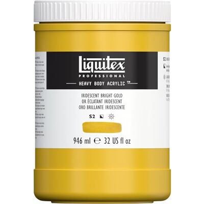 Liquitex pintura acrílica profesional Heavy Body cuerpo espeso, 946 ml, color oro iridiscente Liquitex pintura acrílica profesional Heavy Body cuerpo espeso, 946 ml, color oro iridiscente