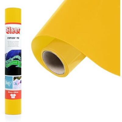 SISER ® Stripflock Pro Yellow Vinilo termotransferible termoadhesivo flocado para la personalización de tejidos, ropa y accesorios, manualidades creativas, fácil de cortar SISER ® Stripflock Pro Yellow Vinilo termotransferible termoadhesivo flocado para la personalización de tejidos, ropa y accesorios, manualidades creativas, fácil de cortar