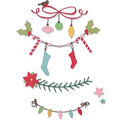 Sizzix Juego de troqueles Thinlits, paquete de 14 bordes navideños Sizzix Juego de troqueles Thinlits, paquete de 14 bordes navideños