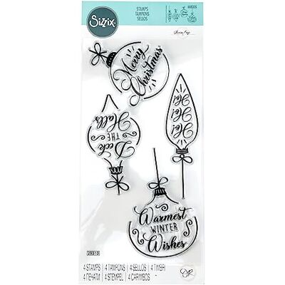 Sizzix Sellos transparentes, 4 unidades, bolas de Navidad de Olivia Rose, Sizzix Sellos transparentes, 4 unidades, bolas de Navidad de Olivia Rose,
