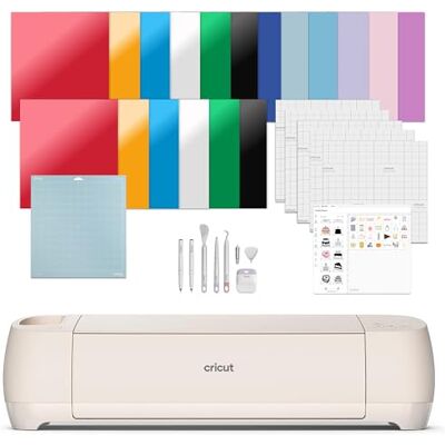 Cricut Explore 4 Smart Cutting Machine (Seashell) Engagement Bundle Includes Smart Vinyl, Cardstock, Transfer Tape, Iron On HTV, Mat, Pens, Tool Kit, & 25 Images in Design Space App Cricut Explore 4 Smart Cutting Machine (Seashell) Engagement Bundle Includes Smart Vinyl, Cardstock, Transfer Tape, Iron On HTV, Mat, Pens, Tool Kit, & 25 Images in Design Space App