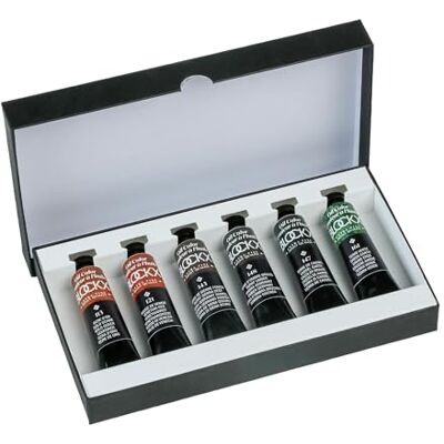 Honsell Blockx Juego de pinturas al óleo (6 x 20 ml, alta concentración de pigmento, 100% resistente a la luz, colores variados) Honsell Blockx Juego de pinturas al óleo (6 x 20 ml, alta concentración de pigmento, 100% resistente a la luz, colores variados)