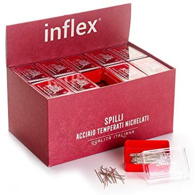 Dell 1000 g. (Peso bruto) Alfileres Inflex de acero templado niquelado N. 6-40 cajas de plástico Made in Italy Dell 1000 g. (Peso bruto) Alfileres Inflex de acero templado niquelado N. 6-40 cajas de plástico Made in Italy