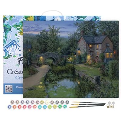ART Pintar por Numeros Adultos con marco Remanso de paz brillante Manualidades pintura acrilica Kit Cuadro DIY completo 40x50cm con bastidor montado ART Pintar por Numeros Adultos con marco Remanso de paz brillante Manualidades pintura acrilica Kit Cuadro DIY completo 40x50cm con bastidor montado