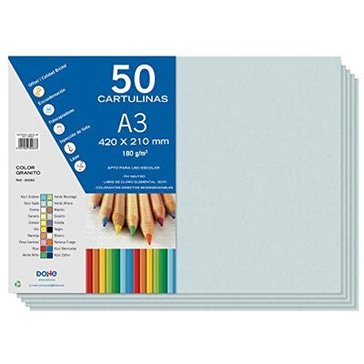 DOHE Cartulinas A3 Azul Granito para Manualidades e Impresión (50 uds.) 21x29,7 cm 180 g/m² Material de oficina DOHE Cartulinas A3 Azul Granito para Manualidades e Impresión (50 uds.) 21x29,7 cm 180 g/m² Material de oficina