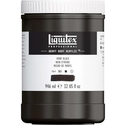 Liquitex Color acrílico Heavy Body, negro de marfil, 946 ML Liquitex Color acrílico Heavy Body, negro de marfil, 946 ML