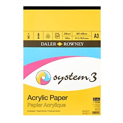 Papel de Arte Daler Rowney System3 - Textura de lino, 230 g/m², A3, Blanco Papel de Arte Daler Rowney System3 - Textura de lino, 230 g/m², A3, Blanco