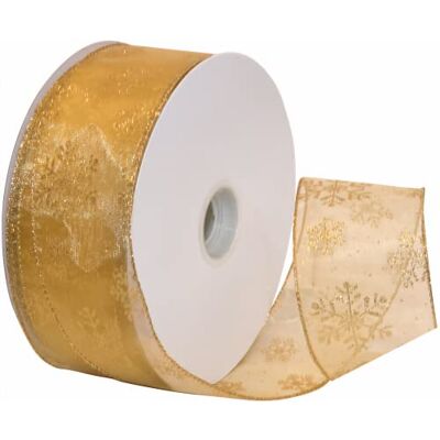 Morex Snowflake Wired Sheer Glitter Ribbon, 2-1/2-Inch by 50-Yard Spool, Gold Morex Snowflake Wired Sheer Glitter Ribbon, 2-1/2-Inch by 50-Yard Spool, Gold