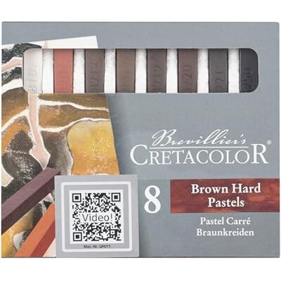 CRETACOLOR Brown Hand Pastels, crayones marrones, 8 piezas, usos variados, colores brillantes, alta resistencia a la luz CRETACOLOR Brown Hand Pastels, crayones marrones, 8 piezas, usos variados, colores brillantes, alta resistencia a la luz