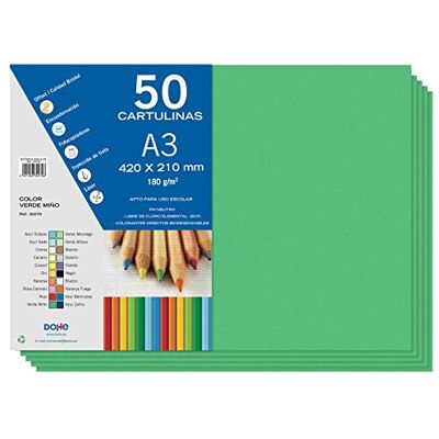 DOHE Cartulinas A3 Verde Miño para Manualidades e Impresión (50 uds.) 21x29,7 cm 180 g/m² Material de oficina DOHE Cartulinas A3 Verde Miño para Manualidades e Impresión (50 uds.) 21x29,7 cm 180 g/m² Material de oficina
