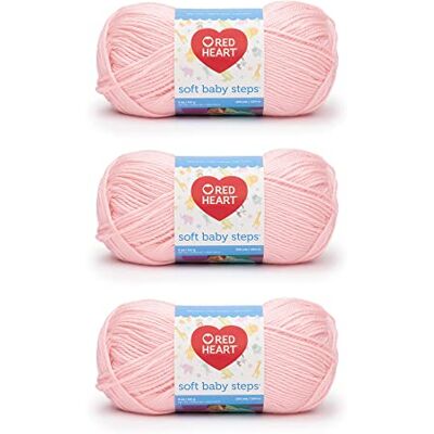 Red Heart Soft Baby Steps Hilo rosa bebé, paquete de 3 unidades de 141 g, acrílico, 4 medianos (peinado), 256 yardas, tejido/ganchillo Red Heart Soft Baby Steps Hilo rosa bebé, paquete de 3 unidades de 141 g, acrílico, 4 medianos (peinado), 256 yardas, tejido/ganchillo