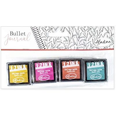 Aladine – Tinta Pastel Bullet Journal – Kit de 4 mini tintas de color para sellos – Scrapbooking y DIY – Personaliza tus agendas y cuadernos – 4 colores – Amarillo + Rosa + Naranja + Azul Aladine – Tinta Pastel Bullet Journal – Kit de 4 mini tintas de color para sellos – Scrapbooking y DIY – Personaliza tus agendas y cuadernos – 4 colores – Amarillo + Rosa + Naranja + Azul