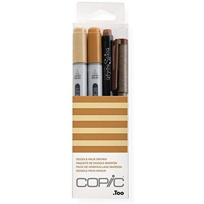 COPIC Ciao Set «Doodle Pack Brown», estuche de 4 piezas con 2 Rotuladores dobles con punta mediana y punta de pincel, incl. Multiliner y Glitter Pen COPIC Ciao Set «Doodle Pack Brown», estuche de 4 piezas con 2 Rotuladores dobles con punta mediana y punta de pincel, incl. Multiliner y Glitter Pen