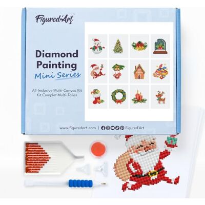 Figured’Art Mini Serie Diamond Painting Caja Premium 12 lienzos de 15x18cm Navidad 3 Punto de Cruz Diamante con Diamantes Cuadrados Kit Completo 5D DIY para Adultos Figured’Art Mini Serie Diamond Painting Caja Premium 12 lienzos de 15x18cm Navidad 3 Punto de Cruz Diamante con Diamantes Cuadrados Kit Completo 5D DIY para Adultos