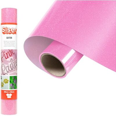 SISER ® Glitter Flamingo Pink, 30 cm x 0,5 m, vinilo termotransferible termoadhesivo con purpurina para la personalización de tejidos, ropa y accesorios, aficiones creativas, fácil de cortar SISER ® Glitter Flamingo Pink, 30 cm x 0,5 m, vinilo termotransferible termoadhesivo con purpurina para la personalización de tejidos, ropa y accesorios, aficiones creativas, fácil de cortar
