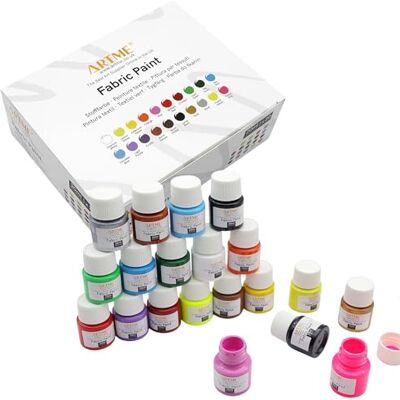 ARTME Pintura para telas Juego de tintes 20 colores 20ml x20 Lavable ARTME Pintura para telas Juego de tintes 20 colores 20ml x20 Lavable