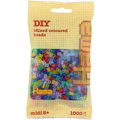 Hama Bolsa de perlas Aprox. 1000 cuentas midi fusibles para manualidades y mosaicos Perlas de fusión para niños creativos 5+ Juego de arte y decoración Mix 53 Hama Bolsa de perlas Aprox. 1000 cuentas midi fusibles para manualidades y mosaicos Perlas de fusión para niños creativos 5+ Juego de arte y decoración Mix 53
