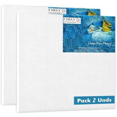 CHELY INTERMARKET MOD563 Lienzos Para Pintar 30x30 CM Pack 2 Unidades Bastidor Madera 24 MM Algodón Blanco Preimprimado Profesional Para Acrílico Óleo Manualidades Bellas Artes Artistas Aficionados CHELY INTERMARKET MOD563 Lienzos Para Pintar 30x30 CM Pack 2 Unidades Bastidor Madera 24 MM Algodón Blanco Preimprimado Profesional Para Acrílico Óleo Manualidades Bellas Artes Artistas Aficionados