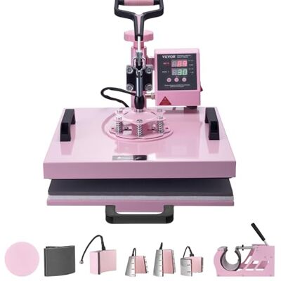 VEVOR 8 en 1 Máquina de Prensado por Calor con Prensa de Vaso de 325-887ml, 380 x 380 mm, Prensa Térmico con Giro de 360° con Control Digital Preciso para Camiseta, Taza, Sombrero y Plato, Rosa VEVOR 8 en 1 Máquina de Prensado por Calor con Prensa de Vaso de 325-887ml, 380 x 380 mm, Prensa Térmico con Giro de 360° con Control Digital Preciso para Camiseta, Taza, Sombrero y Plato, Rosa