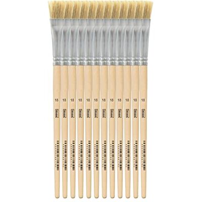 Idena Pinceles de cerdas, tamaño 18, con mango de madera sin pintar, juego de 12, pinceles para pintar para escolares artistas aficionados Idena Pinceles de cerdas, tamaño 18, con mango de madera sin pintar, juego de 12, pinceles para pintar para escolares artistas aficionados