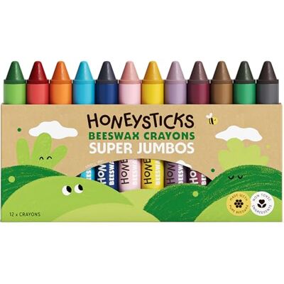 Honeysticks Lapices Super Jumbo Crayons (Paquete de 12), Lapices Cera Abeja Cera Abeja 100%, Colores Calidad Alimentaria, 1-3 años, Irrompibles, Extra Grandes, Fáciles de Sujetar y Usar, Ecológicos Honeysticks Lapices Super Jumbo Crayons (Paquete de 12), Lapices Cera Abeja Cera Abeja 100%, Colores Calidad Alimentaria, 1-3 años, Irrompibles, Extra Grandes, Fáciles de Sujetar y Usar, Ecológicos