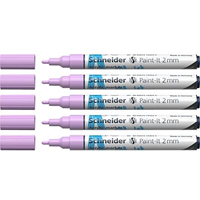 Schneider Paint-It Rotuladores acrílicos (punta redonda de 2 mm, 5 unidades), color morado pastel Schneider Paint-It Rotuladores acrílicos (punta redonda de 2 mm, 5 unidades), color morado pastel