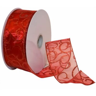 Morex Swirl Wired Sheer Glitter Ribbon, 2-1/2-Inch by 50-Yard Spool, Red Morex Swirl Wired Sheer Glitter Ribbon, 2-1/2-Inch by 50-Yard Spool, Red