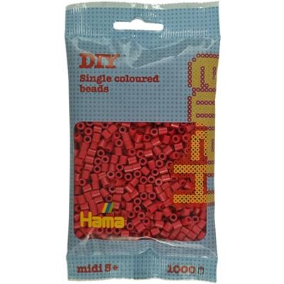 Hama Bolsa de perlas Aprox. 1000 cuentas midi fusibles para manualidades y mosaicos Perlas de fusión para niños creativos 5+ Juego de arte y decoración Cherry Red Hama Bolsa de perlas Aprox. 1000 cuentas midi fusibles para manualidades y mosaicos Perlas de fusión para niños creativos 5+ Juego de arte y decoración Cherry Red