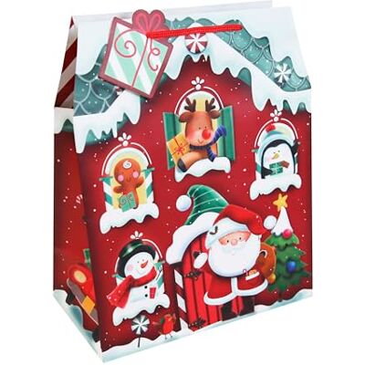 Eurowrap Maison Noël sac large 26,5x14x33 cm Lot de 12 Eurowrap Maison Noël sac large 26,5x14x33 cm Lot de 12