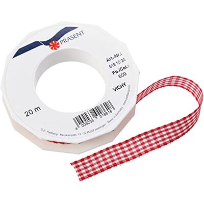 PRÄSENT Cinta con Alambre, tafetán, Rosa Claro y Blanco, 15mm-20m, 20 PRÄSENT Cinta con Alambre, tafetán, Rosa Claro y Blanco, 15mm-20m, 20