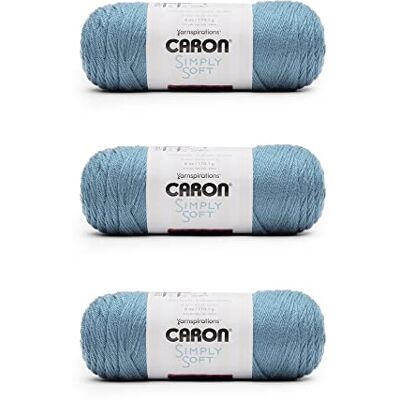 Caron Simply Soft Ovillo de hilo azul claro campestre – Paquete de 3 unidades de 6 onzas – Acrílico – 4 medianos (peinado) – 315 yardas – Tejido/ganchillo Caron Simply Soft Ovillo de hilo azul claro campestre – Paquete de 3 unidades de 6 onzas – Acrílico – 4 medianos (peinado) – 315 yardas – Tejido/ganchillo