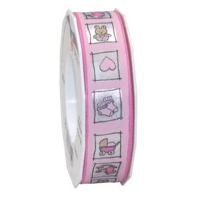 PRÄSENT C.E. Pattberg Cinta de Tela para Regalo (25 mm, 25 m), Color Rosa PRÄSENT C.E. Pattberg Cinta de Tela para Regalo (25 mm, 25 m), Color Rosa