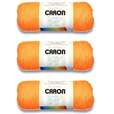 Caron Simply Soft Neon Orange Yarn Paquete de 3 hilos de 170 g/6 oz Acrílico 4 medianos (peinado) 315 yardas Tejido/ganchillo Caron Simply Soft Neon Orange Yarn Paquete de 3 hilos de 170 g/6 oz Acrílico 4 medianos (peinado) 315 yardas Tejido/ganchillo