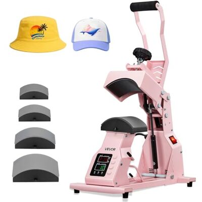 VEVOR Máquina de Prensado Térmico, Prensa de Transferencia Térmica con 4 Platinas Intercambiables, Control Preciso de Tiempo y Temperatura, Máquina de Sublimación HTV para Gorras, Diademas, Rosa VEVOR Máquina de Prensado Térmico, Prensa de Transferencia Térmica con 4 Platinas Intercambiables, Control Preciso de Tiempo y Temperatura, Máquina de Sublimación HTV para Gorras, Diademas, Rosa