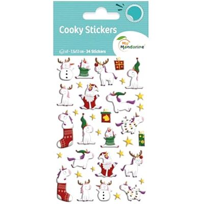 Maildor Bolsa de gomas 3D Cooky 1 tabla de 7,5 x 12 cm, unicornios de Navidad (34 pegatinas) Paquete de 10 Maildor Bolsa de gomas 3D Cooky 1 tabla de 7,5 x 12 cm, unicornios de Navidad (34 pegatinas) Paquete de 10