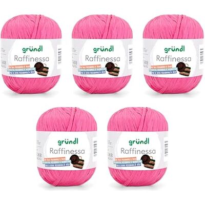 Gründl Raffinessa – Hilo de papel – rafia – Hilo de papel 100% viscosa para mimbre – 5 x 100 g/120 m – frambuesa Gründl Raffinessa – Hilo de papel – rafia – Hilo de papel 100% viscosa para mimbre – 5 x 100 g/120 m – frambuesa