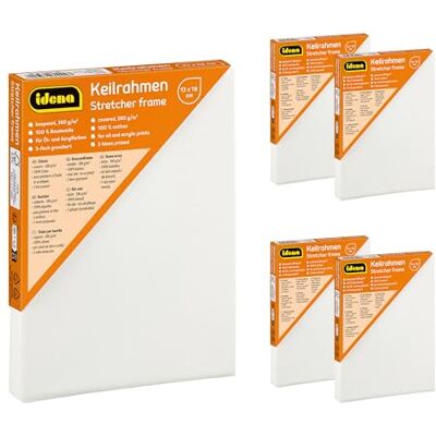 Idena 90560 Bastidor con lienzo blanco 100% algodón, 5 unidades de aprox. 13 x 18 cm, gramaje 380 g/m², para pinturas al óleo y acrílicas Idena 90560 Bastidor con lienzo blanco 100% algodón, 5 unidades de aprox. 13 x 18 cm, gramaje 380 g/m², para pinturas al óleo y acrílicas