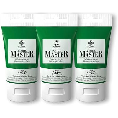 FERRARIO Master Color acrílico Paquete de 3 tubos de 250 ml Verde permanente oscuro FERRARIO Master Color acrílico Paquete de 3 tubos de 250 ml Verde permanente oscuro