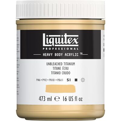 Liquitex pintura acrílica profesional Heavy Body cuerpo espeso, tarro de 473 ml, color titanio crudo Liquitex pintura acrílica profesional Heavy Body cuerpo espeso, tarro de 473 ml, color titanio crudo
