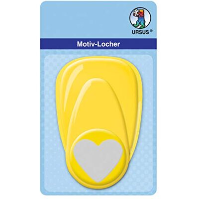 Ursus – Perforadora con palanca, grande, corazón, aprox. 38,1 mm, amarillo Ursus – Perforadora con palanca, grande, corazón, aprox. 38,1 mm, amarillo