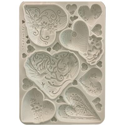 Stamperia Silicon Mould A5 for Scrapbooks, Bullet Journals and More, Non-Stick Surface, Suitable for Air-Dry Clay, Resin and More, Perfect for Crafts and Gifting (Alice in Christmas, Simple Hearts) Stamperia Silicon Mould A5 for Scrapbooks, Bullet Journals and More, Non-Stick Surface, Suitable for Air-Dry Clay, Resin and More, Perfect for Crafts and Gifting (Alice in Christmas, Simple Hearts)