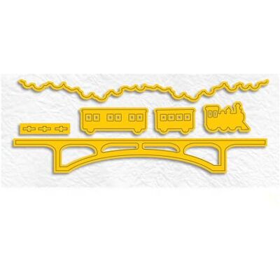 Nellie's Choice Troquel Puente con Tren-6 Pzs de 2,8 x 0,6 cm a 20,7 x 4,2 cm-para Hacer Tarjetas, Navidad, Scrapbooking, Manualidades, DIY, Amarillo Nellie's Choice Troquel Puente con Tren-6 Pzs de 2,8 x 0,6 cm a 20,7 x 4,2 cm-para Hacer Tarjetas, Navidad, Scrapbooking, Manualidades, DIY, Amarillo